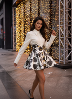 Floral Contrast Skirt