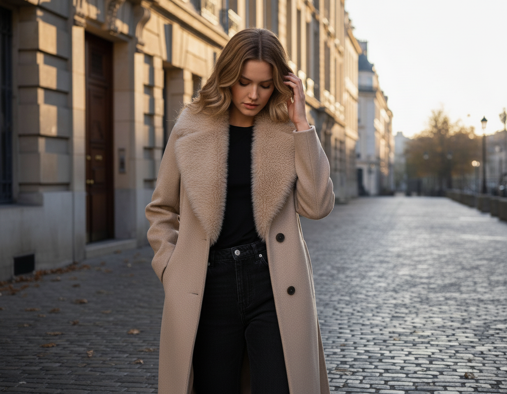 Elara Wool Fur Coat