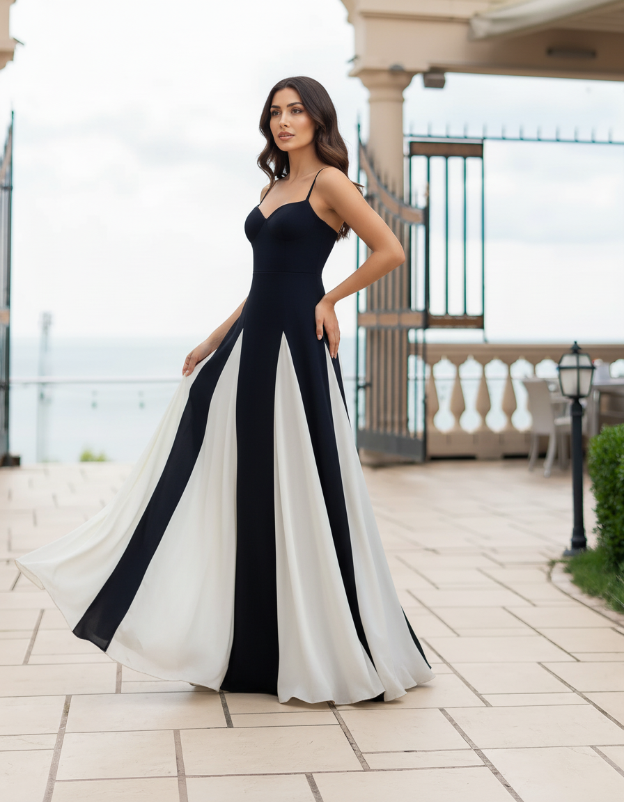 Two-Tone Spaghetti Strap Dress