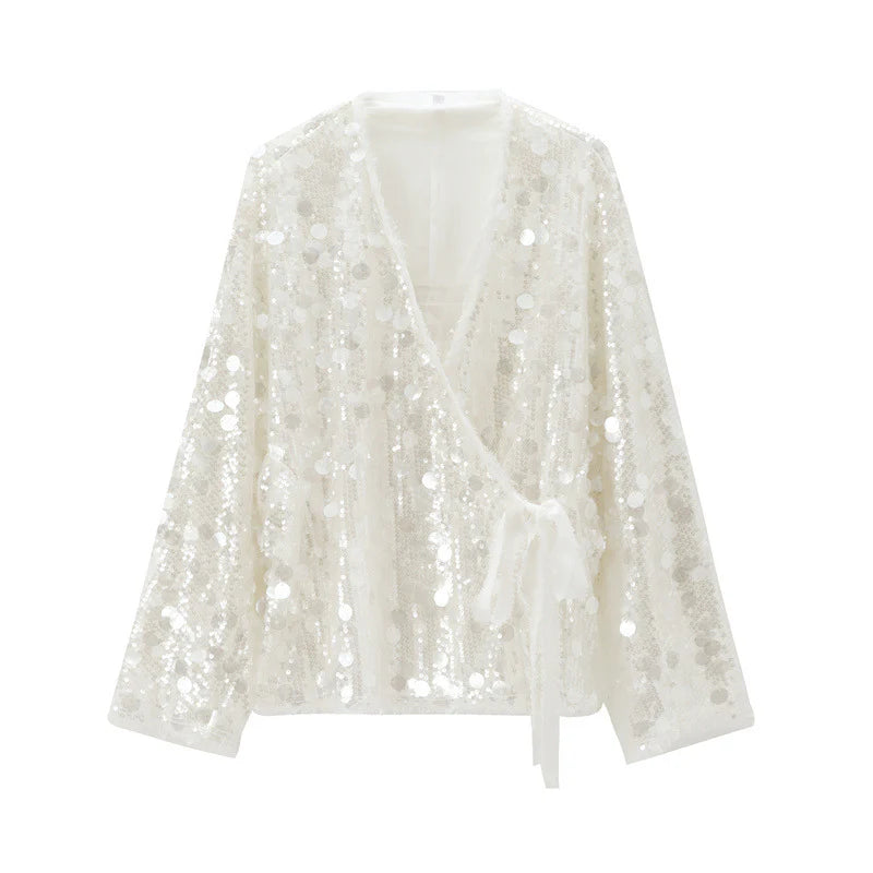 Luna Sequin Wrap Blouse