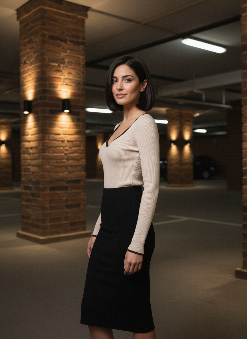 Contrast Trim Ribbed Top