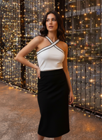 Cross Strap Contrast Trim Top