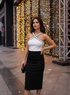 Cross Strap Contrast Trim Top