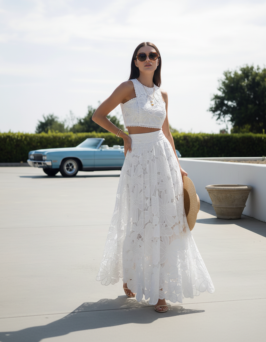 Ivory Blossom Lace Set