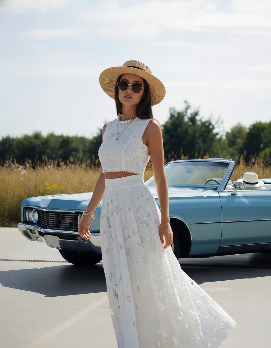 Ivory Blossom Lace Set