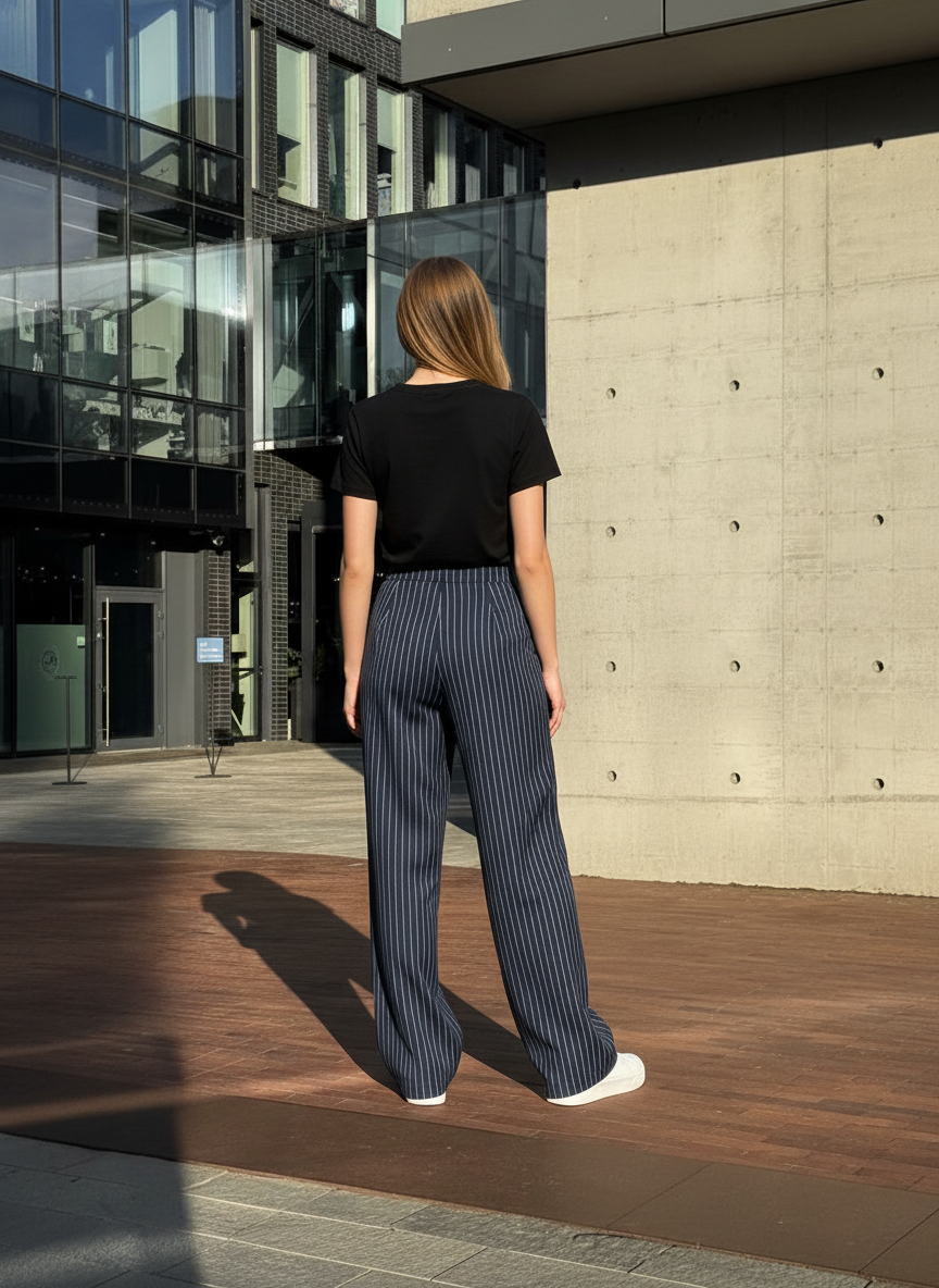 Pinstripe Wide Leg Pants