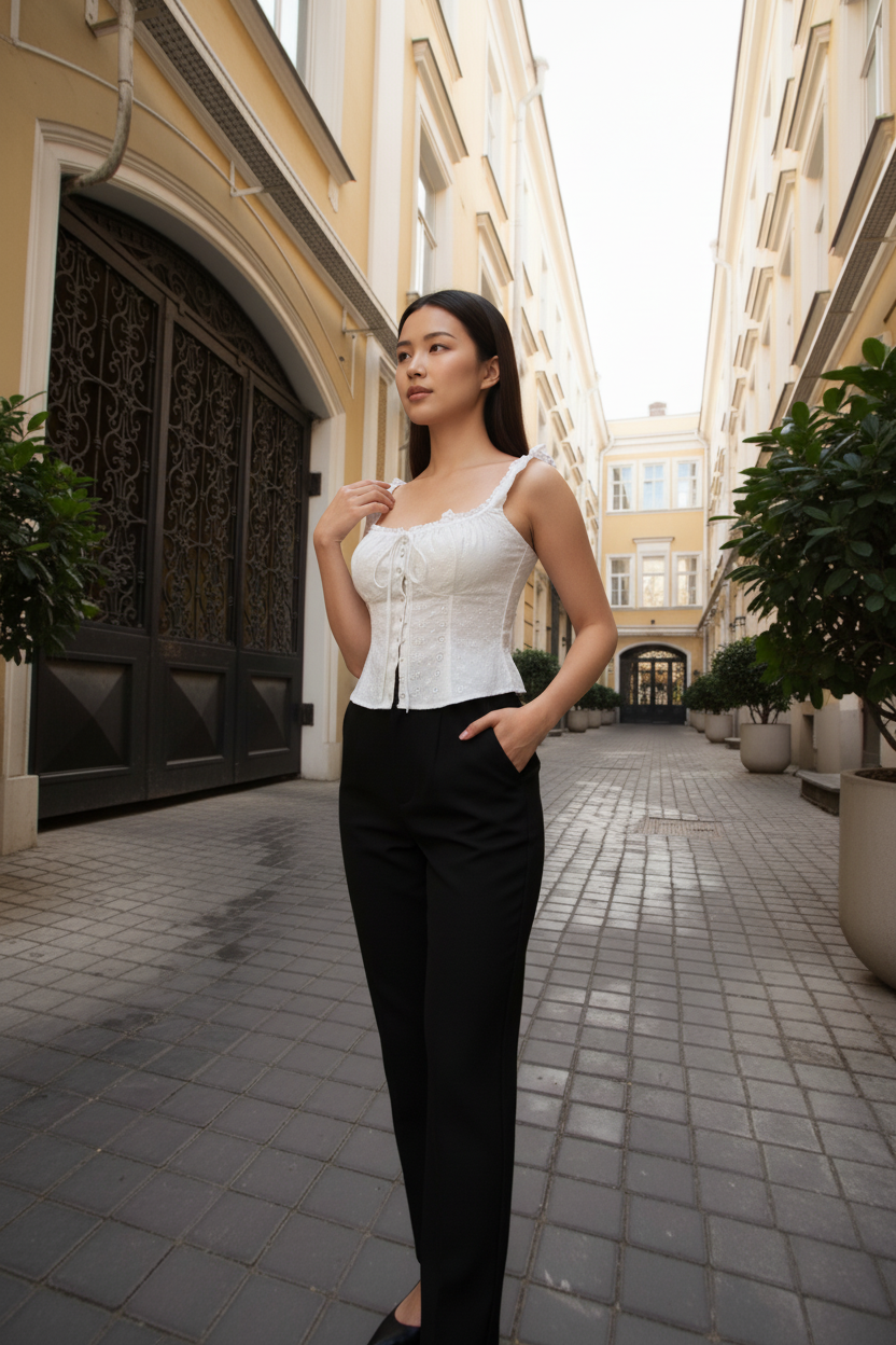 Eyelet Button Front Cami Top