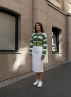 Striped Fuzzy Button-Up Cardigan