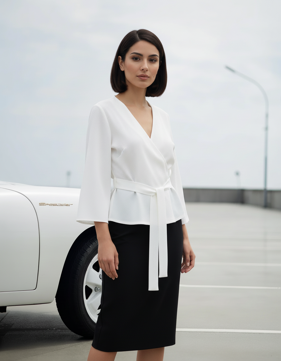 Belted Wrap Blouse