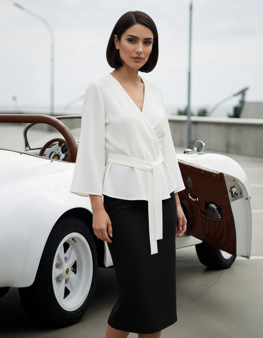Belted Wrap Blouse