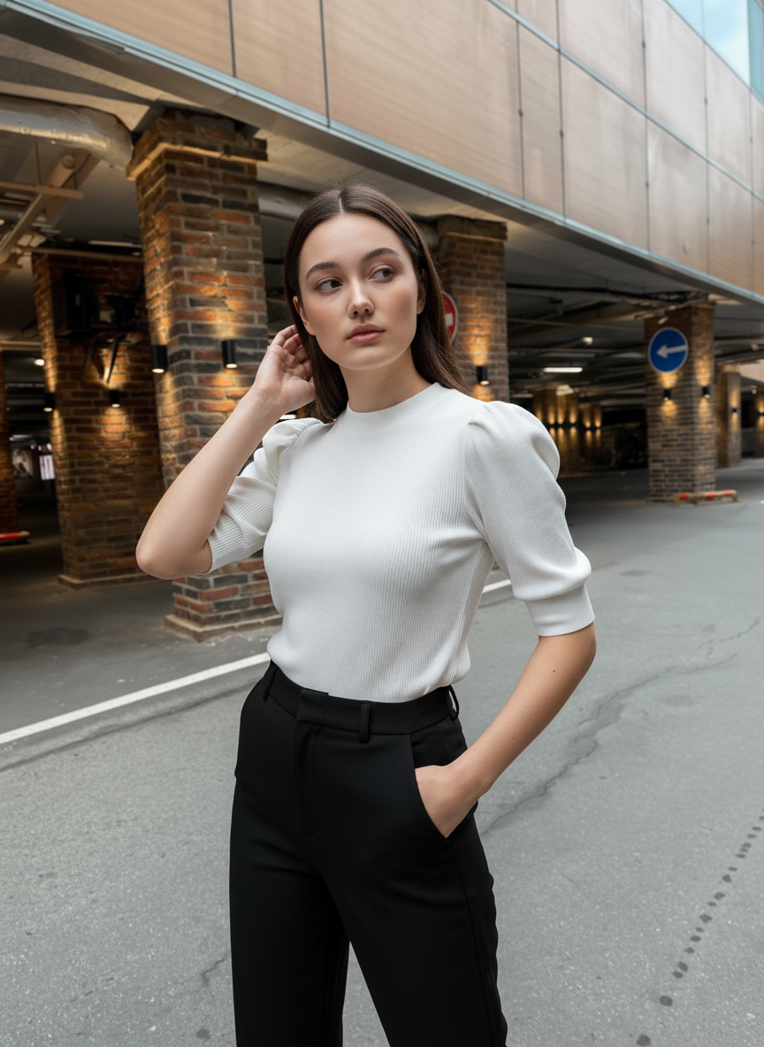 Puff Sleeve Knit Top