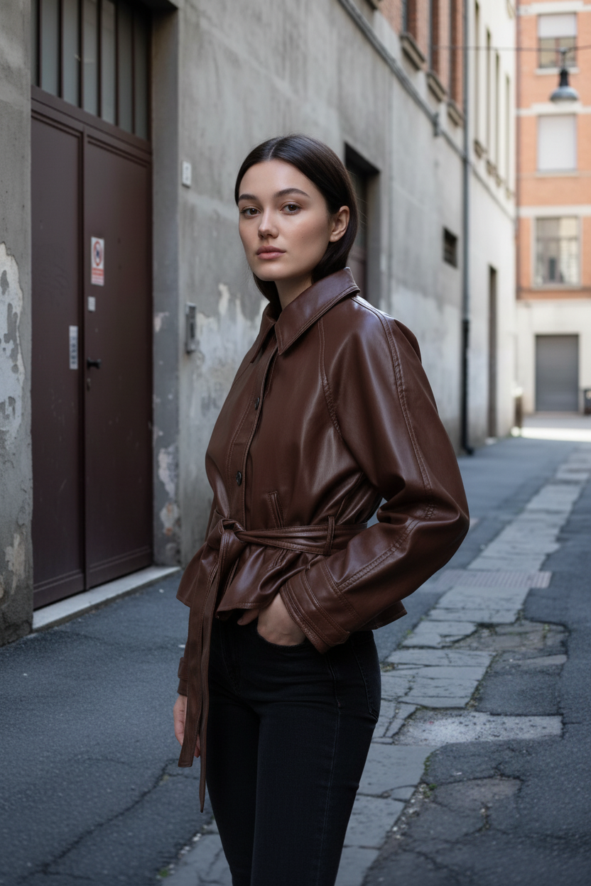 Celine Belted Leather Jacket