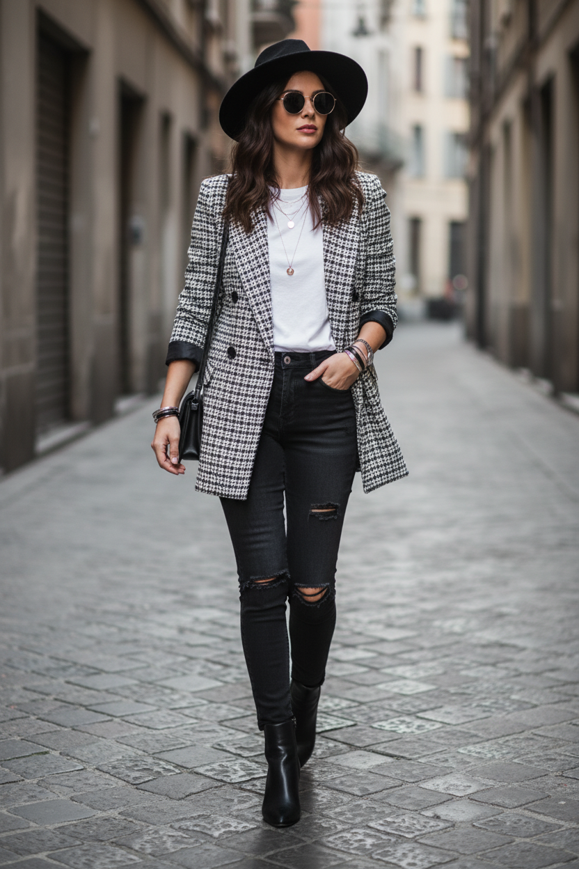 Clara Houndstooth Blazer
