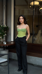 Sheer Knit Tie Strap Top