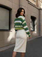 Striped Fuzzy Button-Up Cardigan