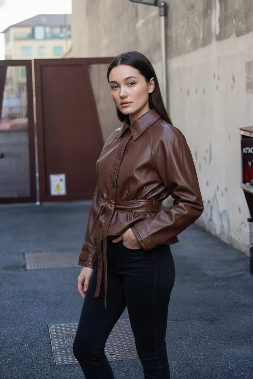 Celine Belted Leather Jacket