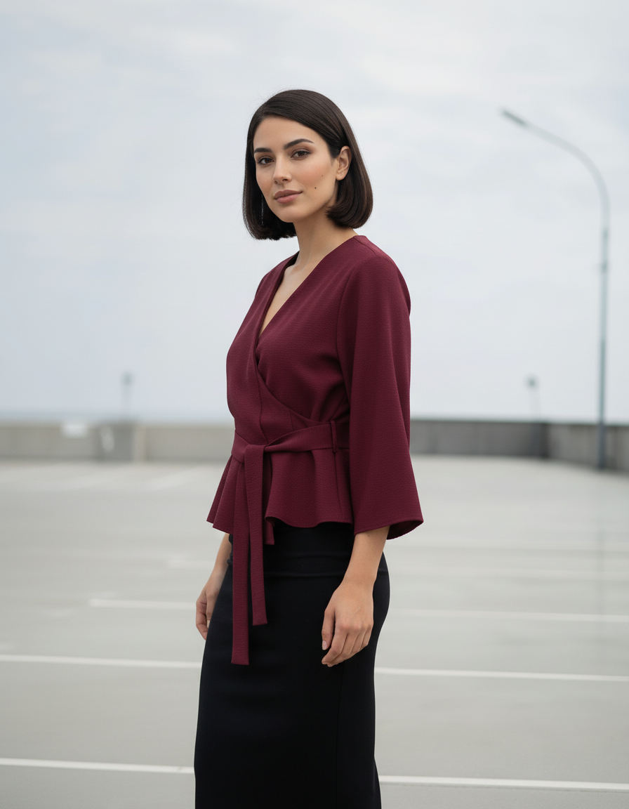 Belted Wrap Blouse