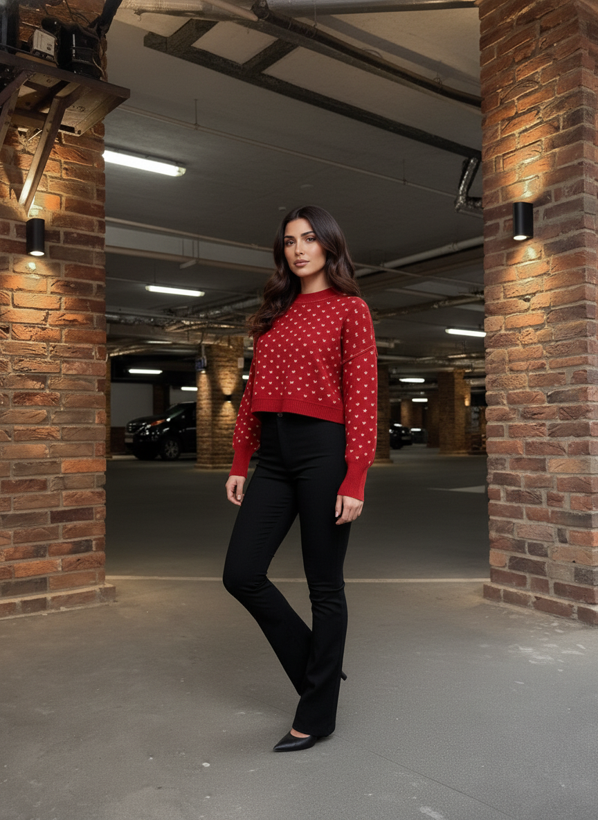 Textured Beige Knit Sweater