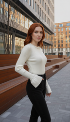 Ribbed Flare Sleeve Sweater