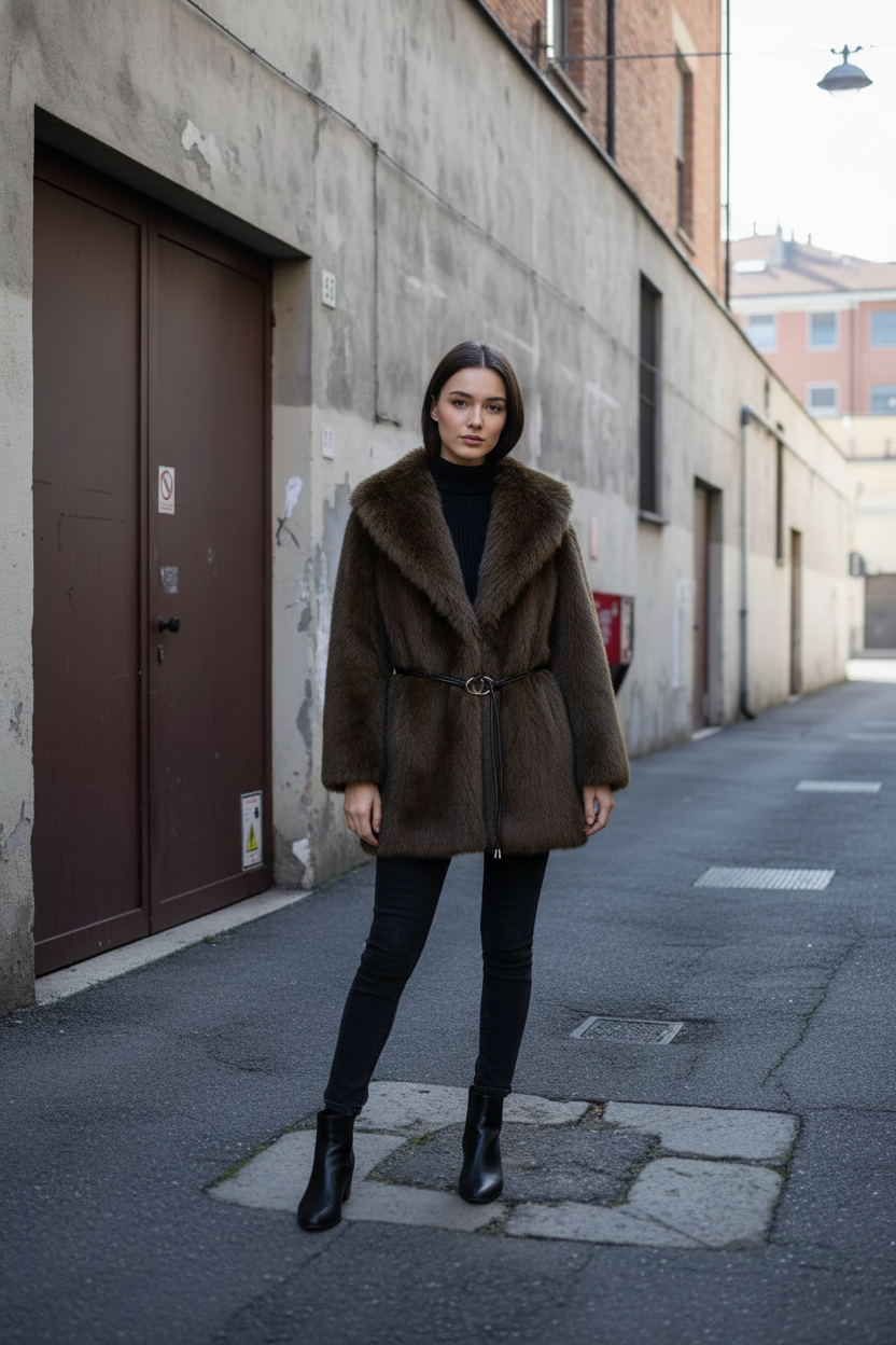 Luxe Brown Faux Fur Coat