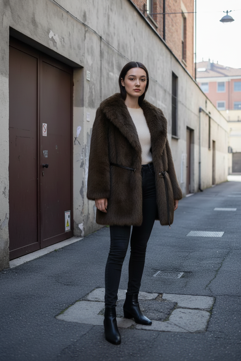 Luxe Brown Faux Fur Coat